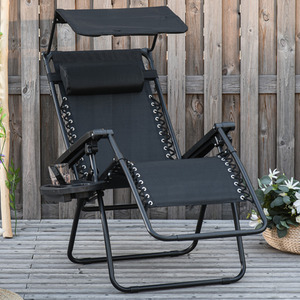 Black Outsunny Zero Gravity Garden Deck Folding Chair shot 1360369