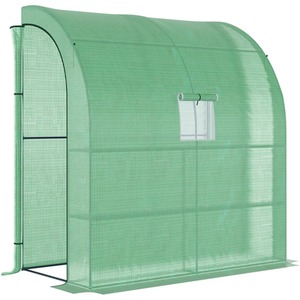Green Outsunny Walk-In Lean to Wall Greenhouse with Window shot 1377217