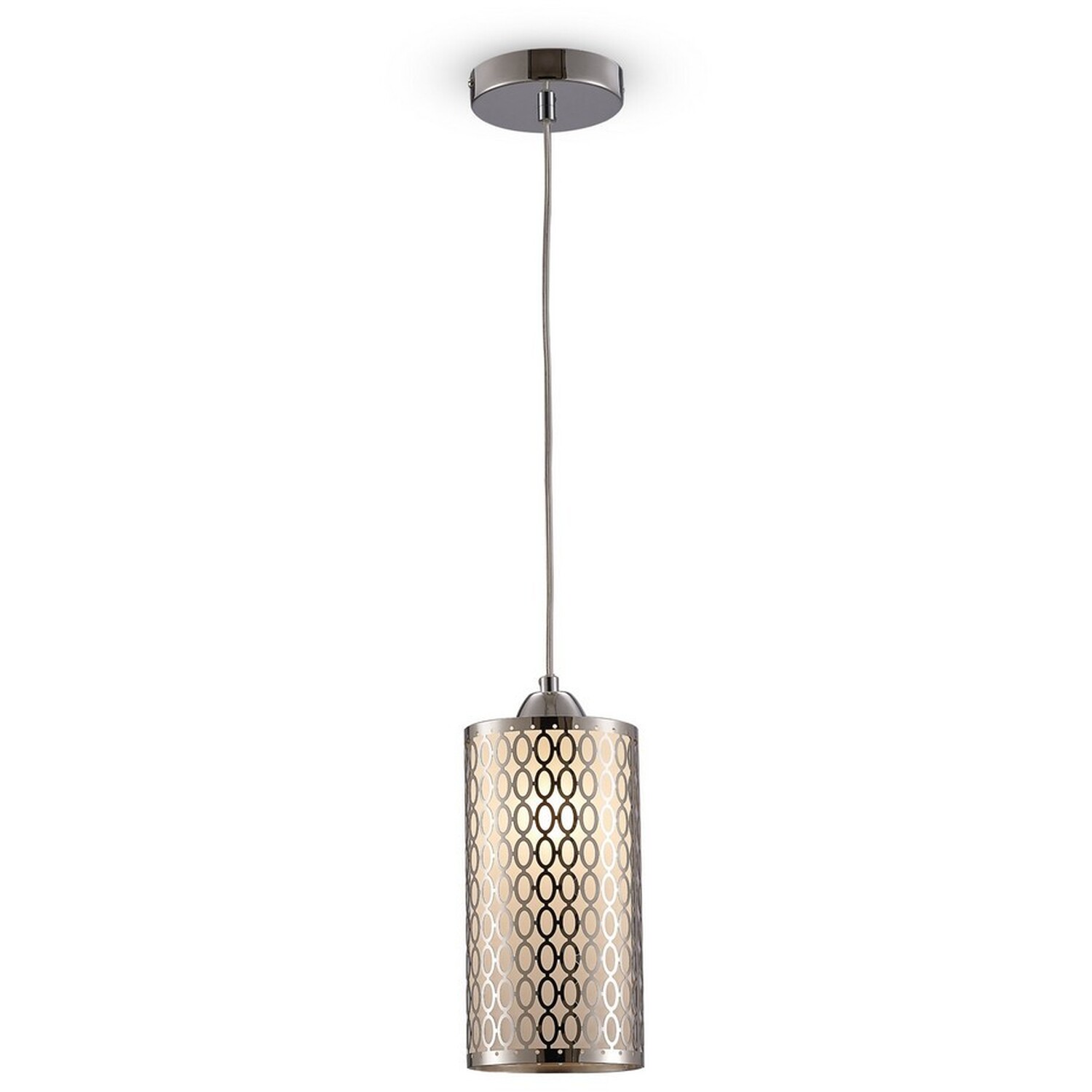 Inspired Charon Oval Pattern Ceiling Pendant 1 Light E27 Polished Chrome - Polished Chrome