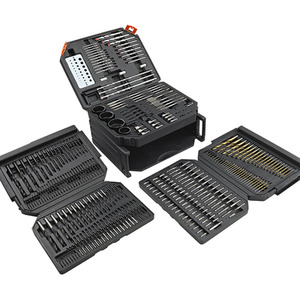 Lumberjack 300Pc HSS Drill Bit Set for Masonry Metal Wood Flat Pozi Bits in Case