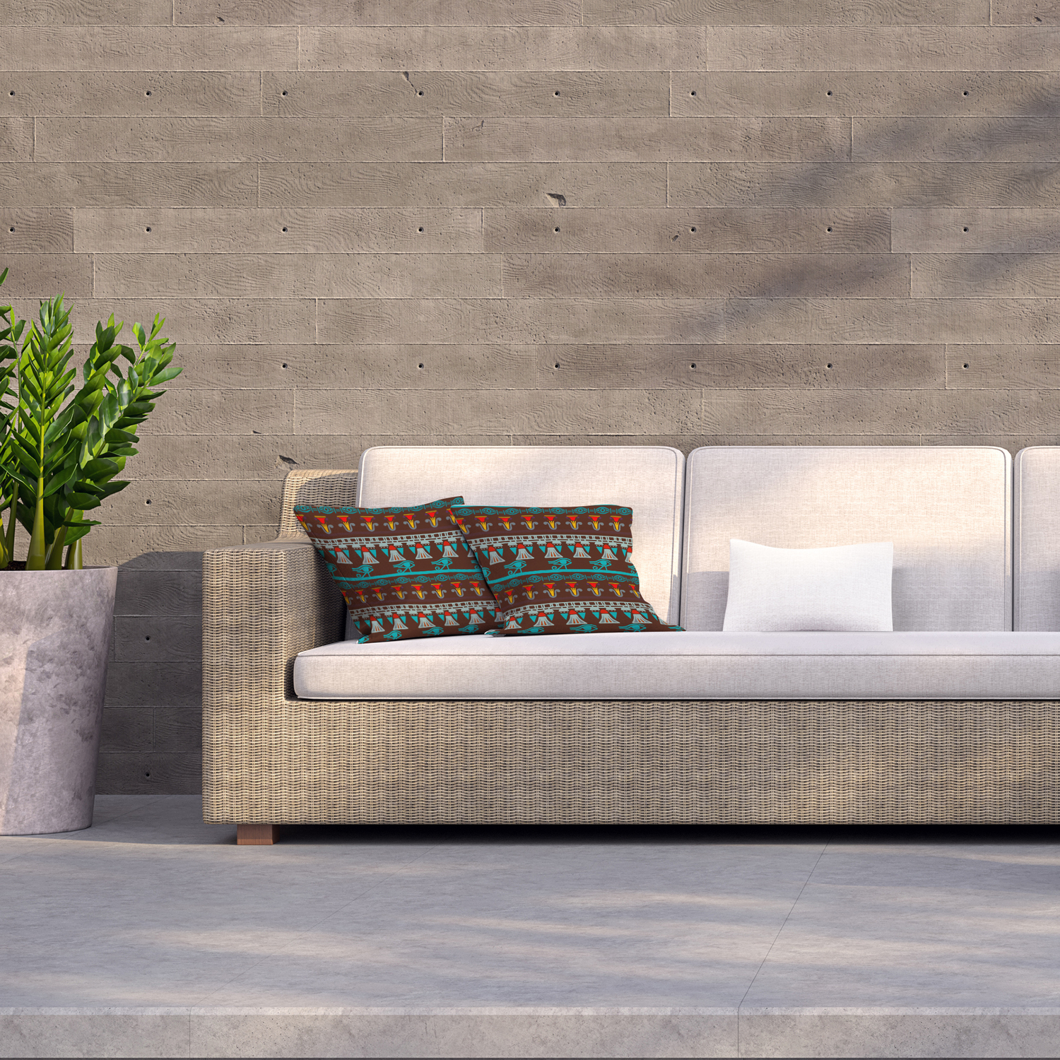 Ethnic Silhouettes Outdoor Cushion - Brown / 60cm