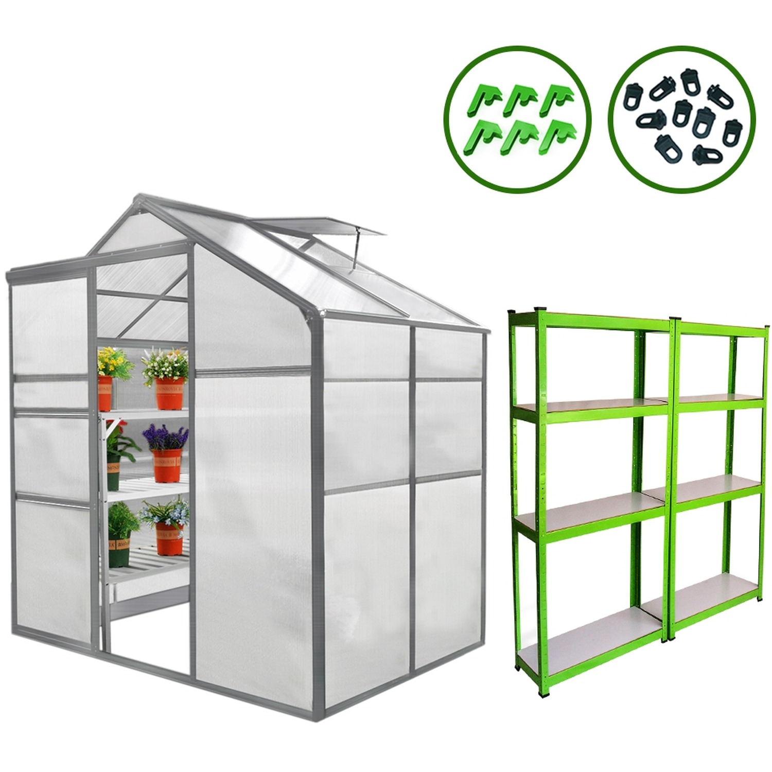 Green Racks Greenhouse 6ft x 4ft And 2 x Water-resistant Racks