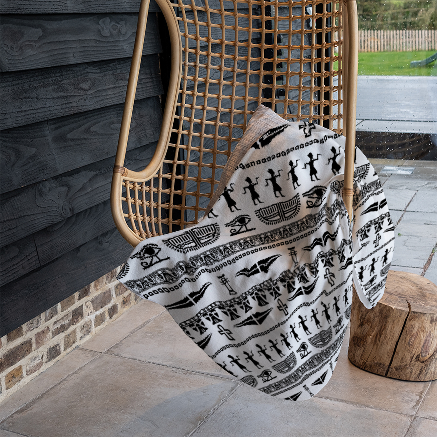 Tribal Egyptian Art Blanket - Black