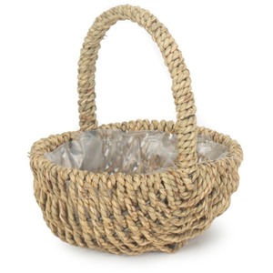 Small Seagrass Plastic Lined Shopping Basket