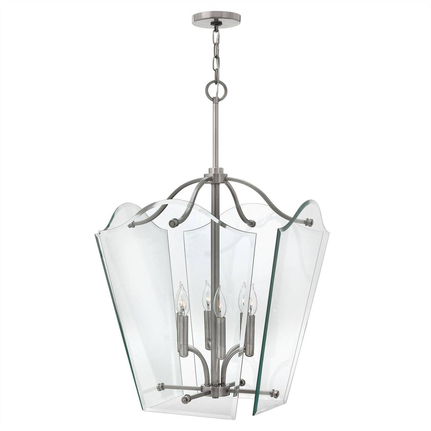 Wingate 6 Light Large Ceiling Pendant Polished Antique Nickel, E14 - Polished Antique Nickel