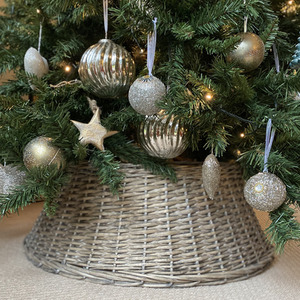 Grey Wicker Christmas Tree Skirt