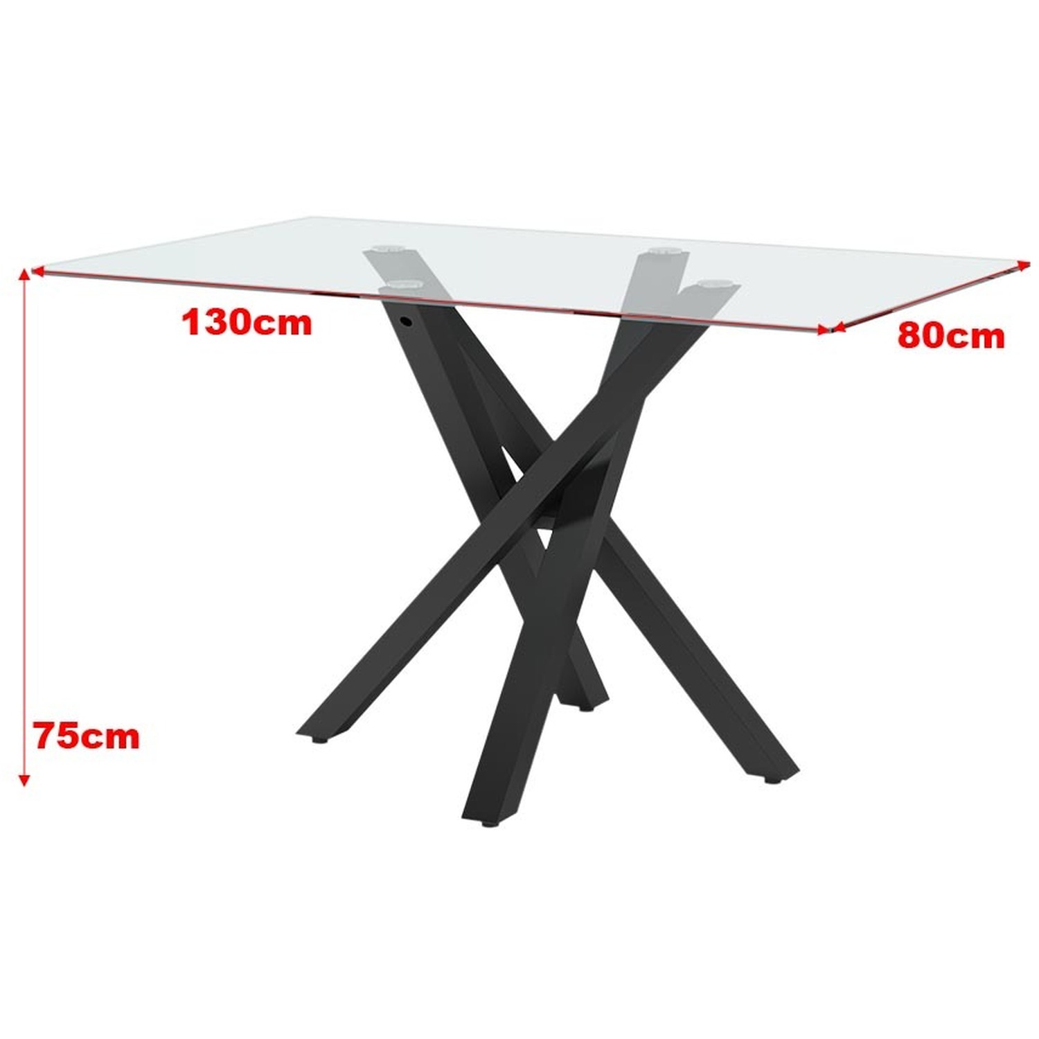 Clear Tempered Glass Rectangular Dining Coffee Table - Black