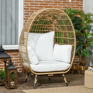 Outsunny Thick Padded Cushioned Outdoor Egg Chair