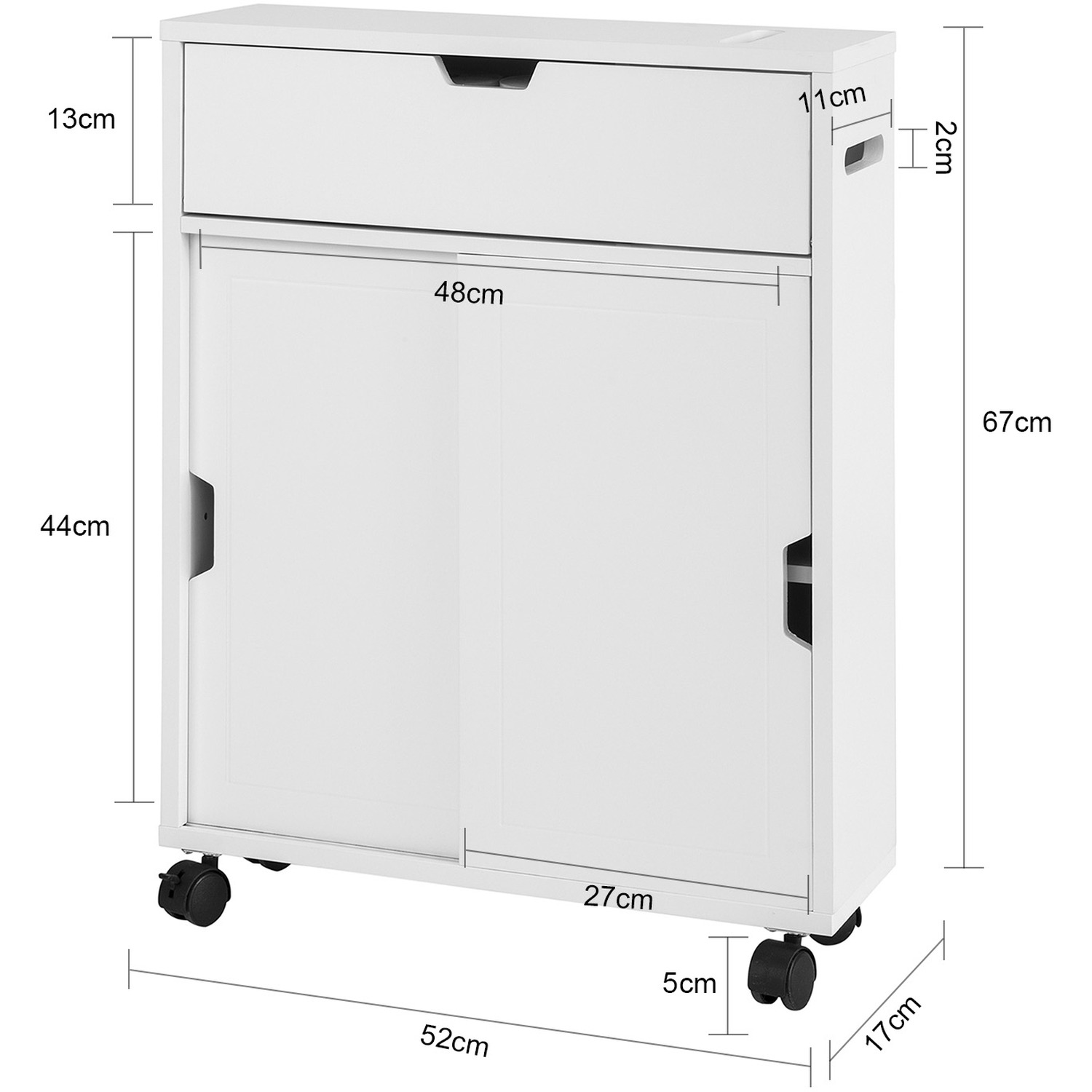 Sobuy Bathroom Toilet Paper Storage Cabinet With Sliding Door - White