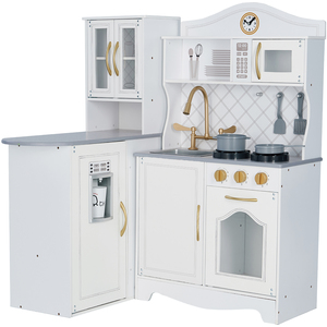 Teamson Kids Little Chef Upper East Retro Play Kitchen w Effects, White