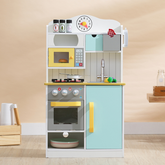 Kids Interactive Wooden Play Kitchen