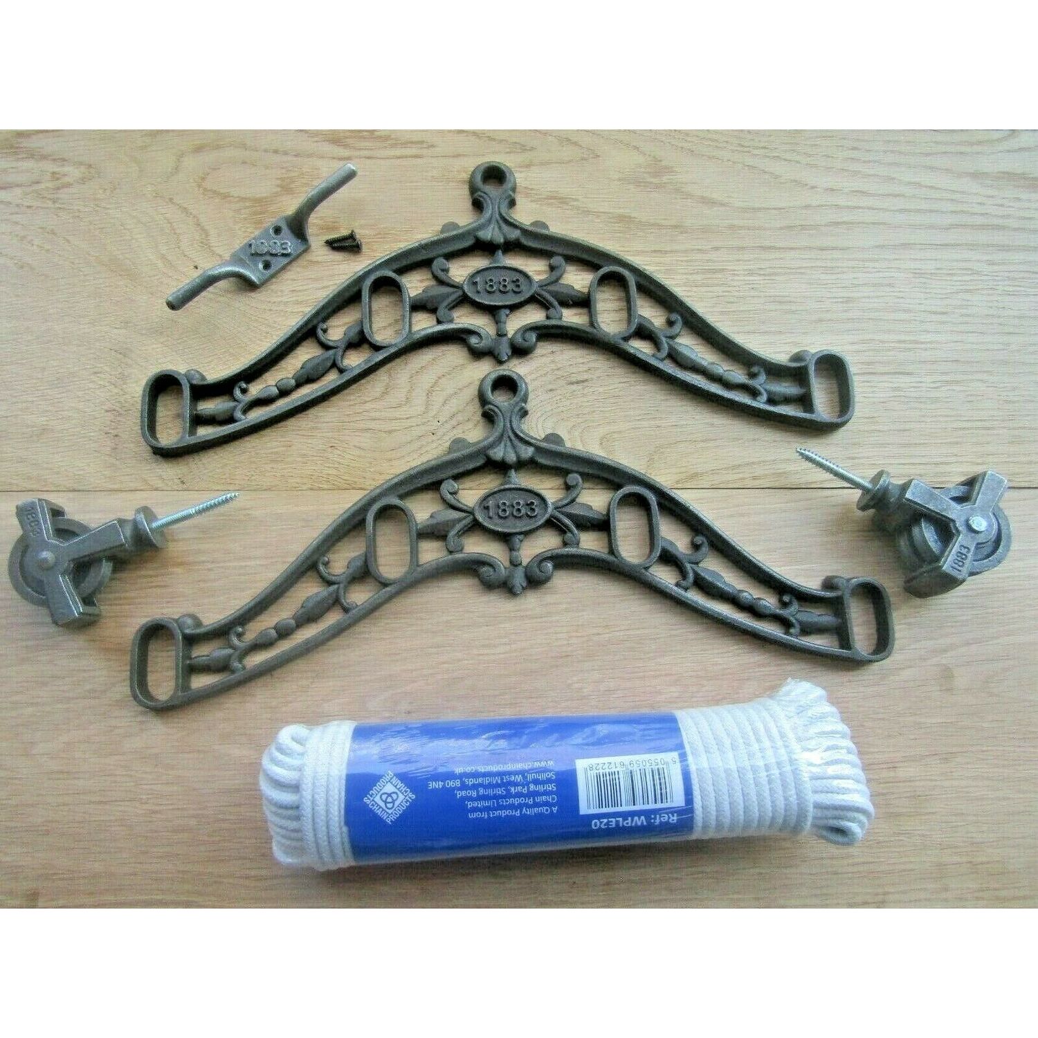 Image of 4 Lath 1883 Embossed Antique Iron Clothes Airer Kit Only - Antique Iron