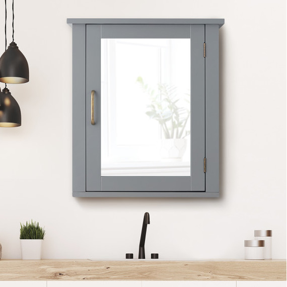 Teamson Home Mercer 46 x 53cm Removable Mirrored Wall Cabinet, Grey