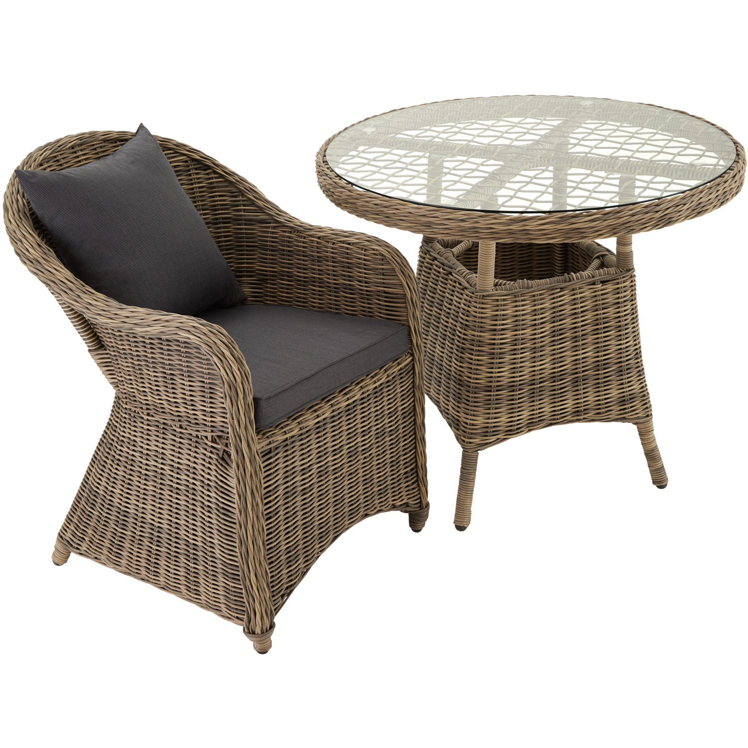 Set Of 2 Luxury Rattan Garden Chairs With Cushions - Nature