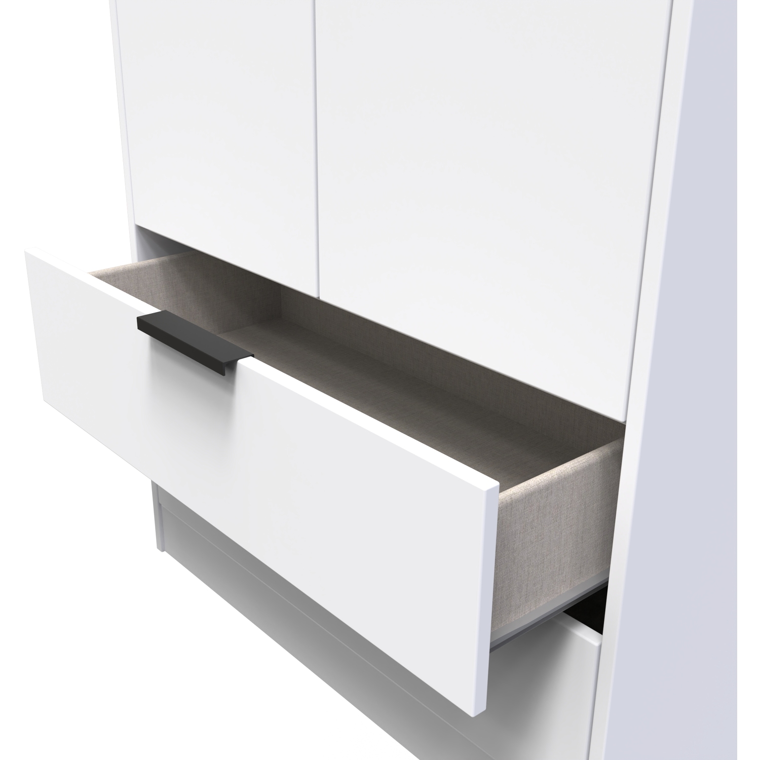 Diego Ready Assembled Tall 2 Drawer Wardrobe - White Matt