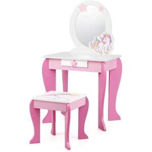 Costway Kids Vanity Table and Chair Set Princess Makeup Dressing Table