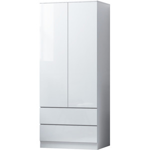 White Stora 2 Door 2 Drawer Combination Wardrobe High Gloss White shot 3945300