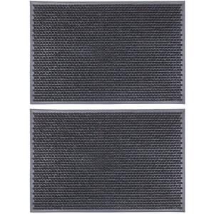Heavy Duty Rubber Door Mat 60cm x 40cm Black Classic Pack of 2