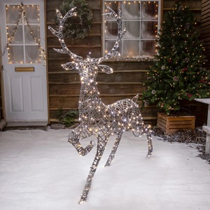 1.4m Brown Wicker Christmas Stag with 330 White or Warm White LEDS