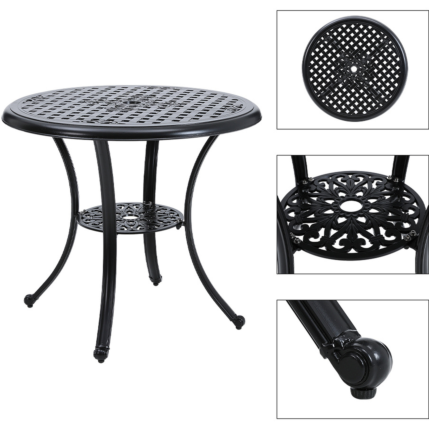 Cast Aluminium Patio Dining Table with Umbrella Hole