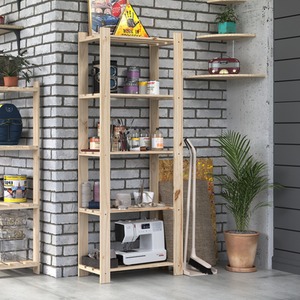 Natural Pine / 30cm / 160cm Pine Pre Sanded Slatted Shelf Unit shot 4571370