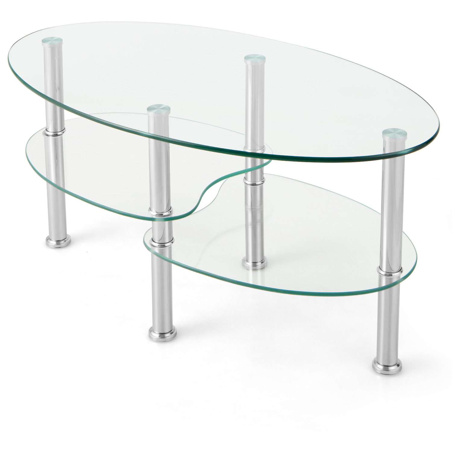 3-tier Tempered Glass Coffee Table - Silver