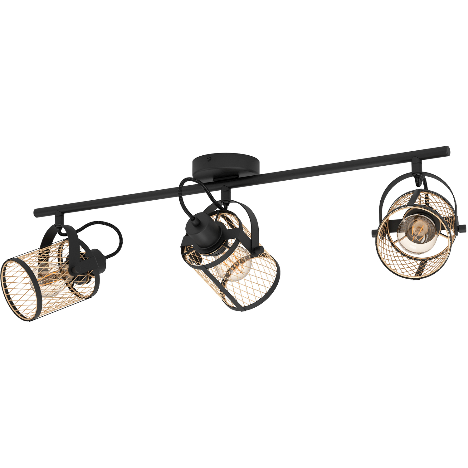 Eglo Dellow 3 Black Steel Lattice Style Adjustable Spotlight - Black
