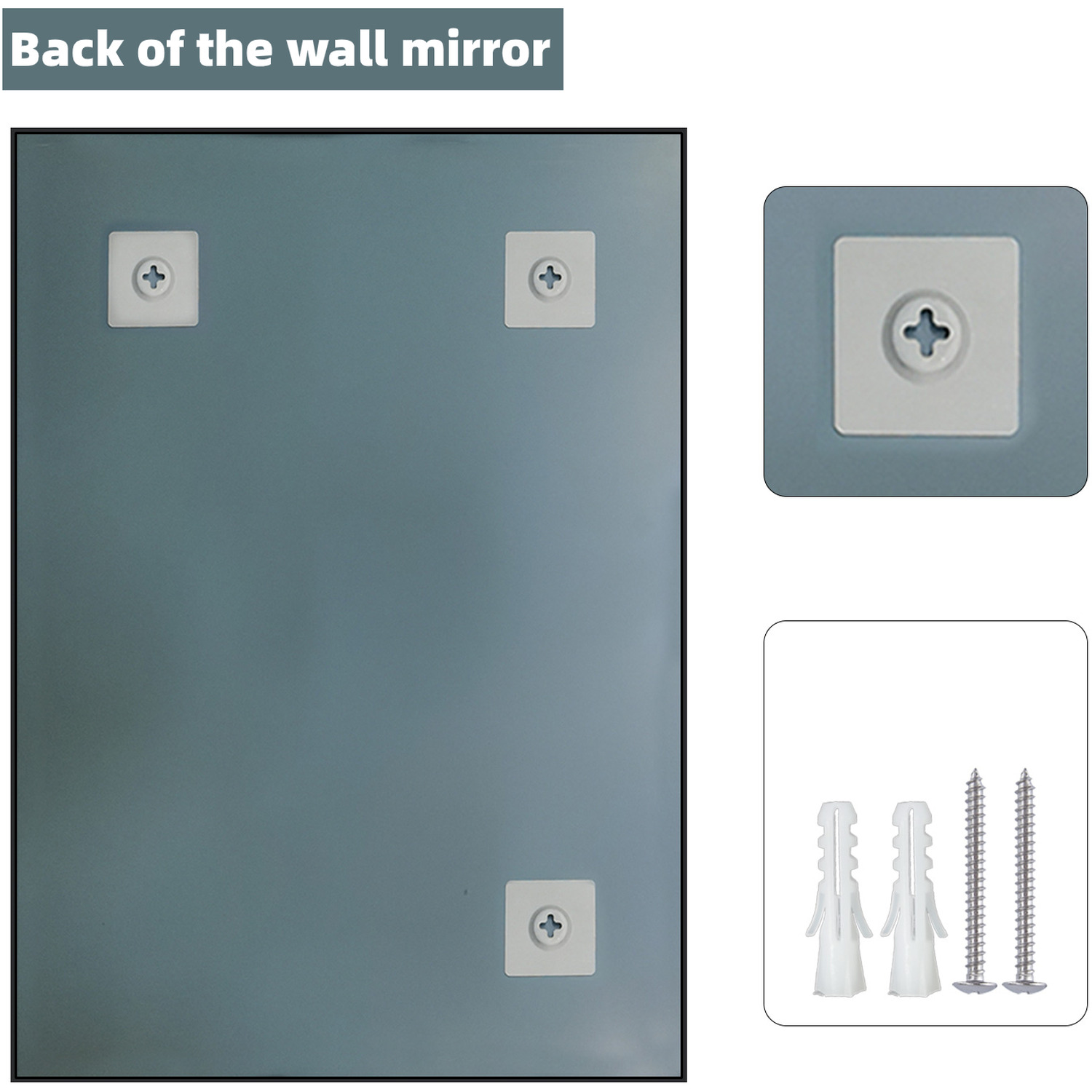 Rectangle Black Framed Wall Mirror - Black 50x70cm