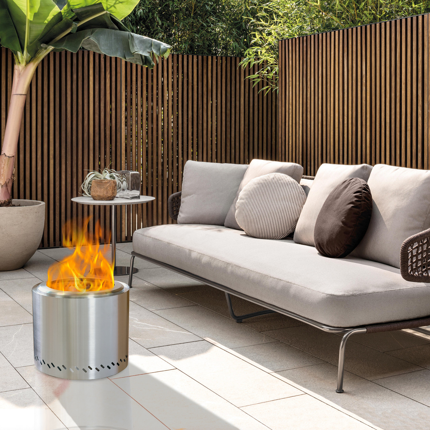 BillyOh Smokeless Fire Pit - Silver / 48cm