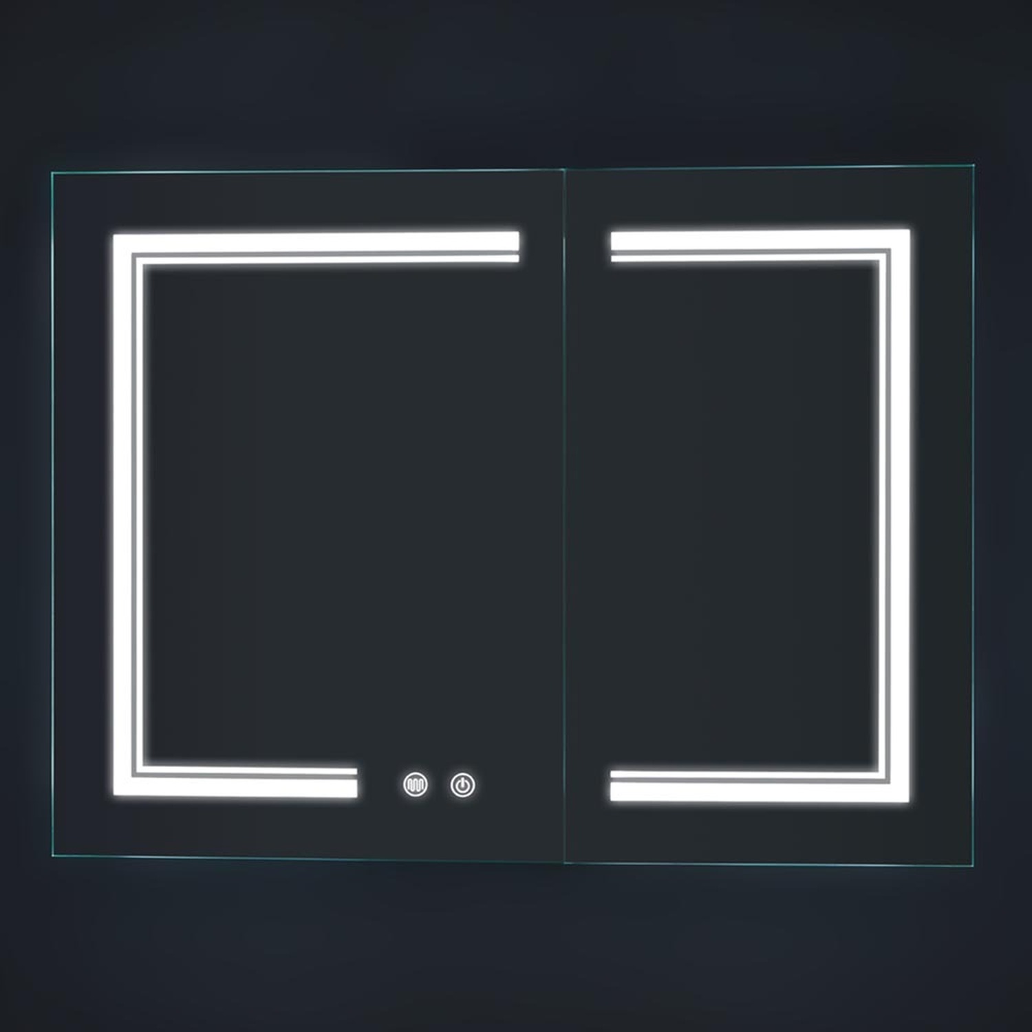 Dimmable Led Double-door Demister Mirror Cabinet With Socket - White