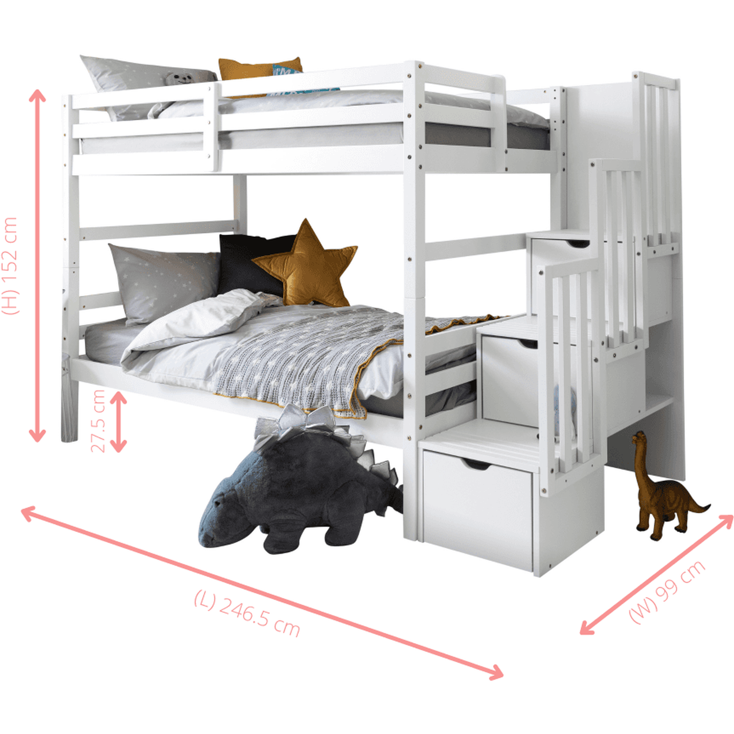 Maya Bunk Bed In White - White