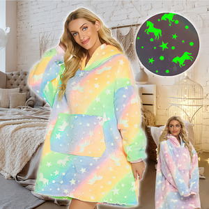Oversized Glow-in-the-Dark Wearable Hooded Jacket
