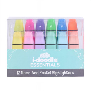 Pack of 12 Mix Neon and Pastel Highlighters