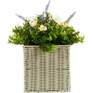Petunia and Lavender in Rattan Pot
