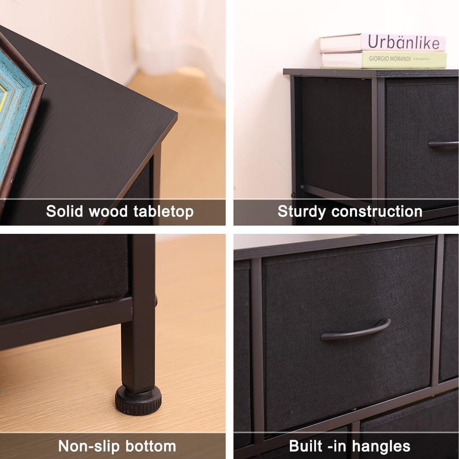 Alivio 5 Chest Of Drawers Storage With Steel Frame - Black