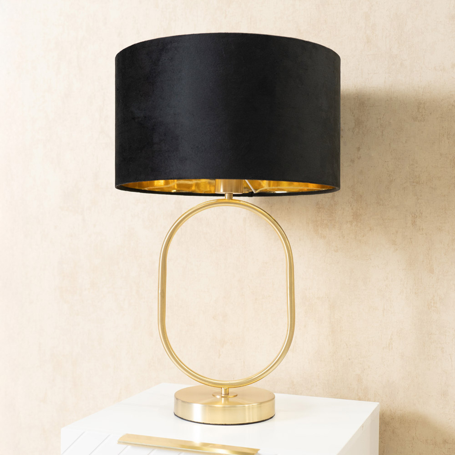 Image of Antonia Brushed Gold Oval Table Lamp&hellip;