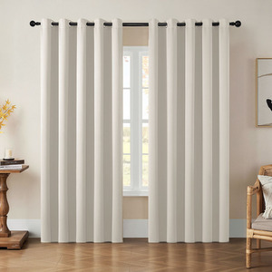 Pair of Solid Colour Polyester Blackout Curtains