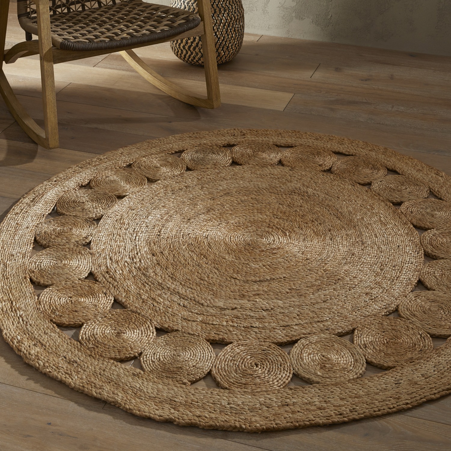 Handwoven Circle Boho Jute Rug