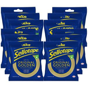 Sellotape Original Golden Strong Sticky Tape 24mmx50m, 12 Pack