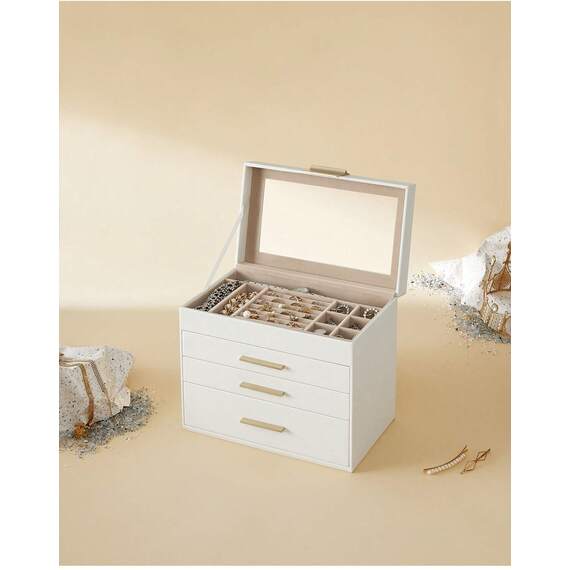 SONGMICS 4-Tier Jewellery Box Organiser with Glass Lid
