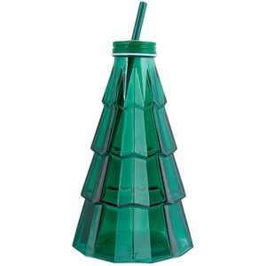 Xmas Tree Glass With Straw