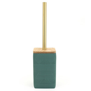 Sage Wood Geo Toilet Brush Holder