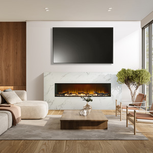 Acantha Bloc Pre-Built White Marble Effect Fully Inset Media Wall Suite