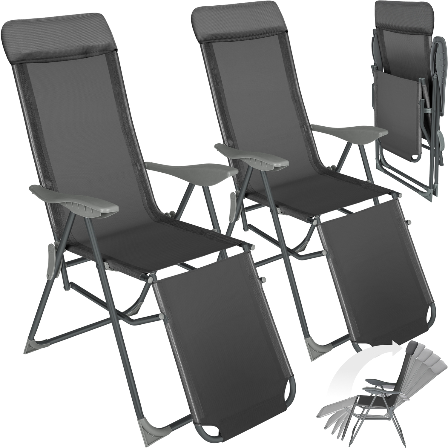 Garden Chairs Jana - Set Of 2 Foldable - Anthracite