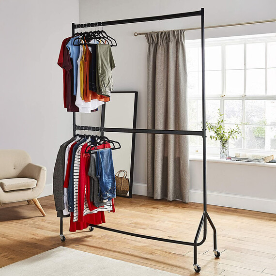 Double Clothes Rail Two Tier Garment Hanging Rack