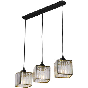 Livingandhome 3-Light Square Lampshade Crystal Ceiling Chandelier