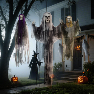 HOMCOM Set of 3 Scary Hanging Skeleton Ghosts