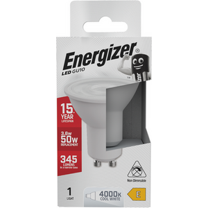 Energizer Light Bulb LED GU10 Spotlight 345lm 4000K Light Bulb Pack of 1