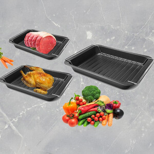 Set Of 3 Oven Roasting Trays With Racks