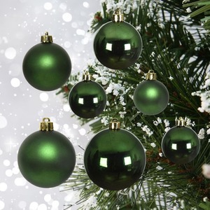 30 Pine Green Christmas Tree Baubles Shatterproof 4cm 5cm 6cm